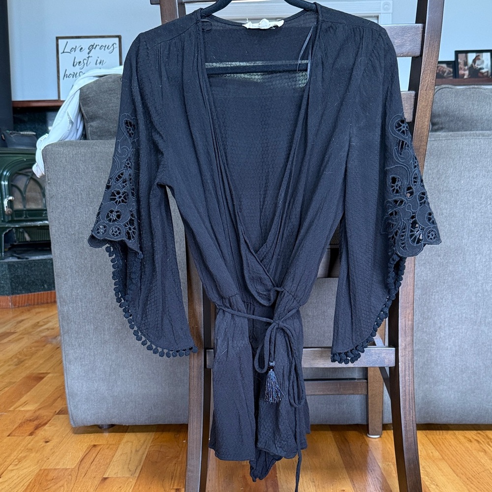 Lovestitch Black Lace Sleeve Romper